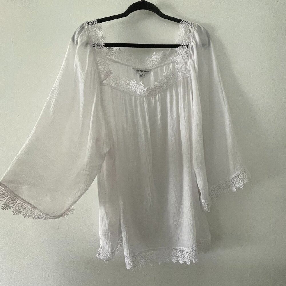 Counterparts White Peasant Top Size 3x